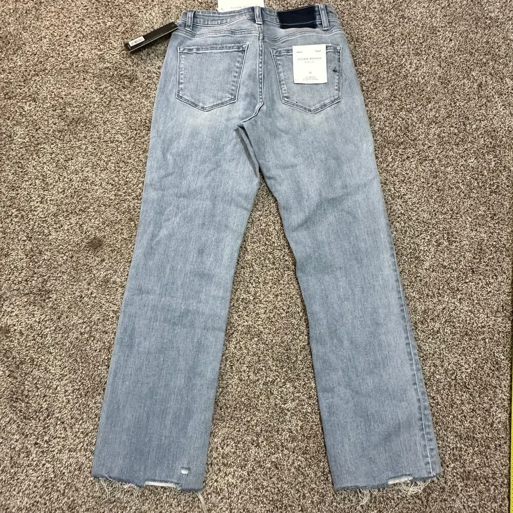 FLYING MONKEY Women's Polite High Rise Crop Straight Jeans Size 26 In Light - Picture 5 of 13
